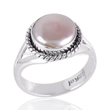 Pearl Cab Gemstone Simple Design Handmade Sterling Silver Ring for All